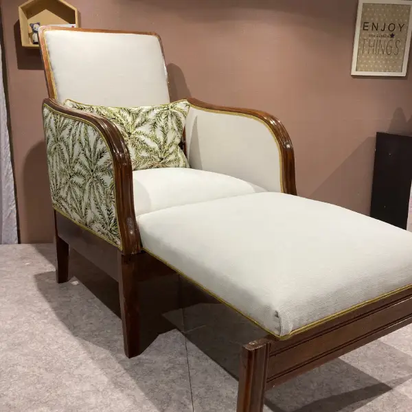 Fauteuil art déco après restauration, ouvert - Le Siège Renaît, tapissier à Toulon